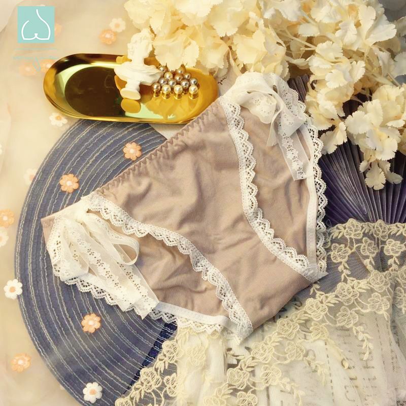 2025d 2458#Strappy Cotton Panties Cute Sweet Lace Low Waist Girl Triangle Briefs_voghion.com