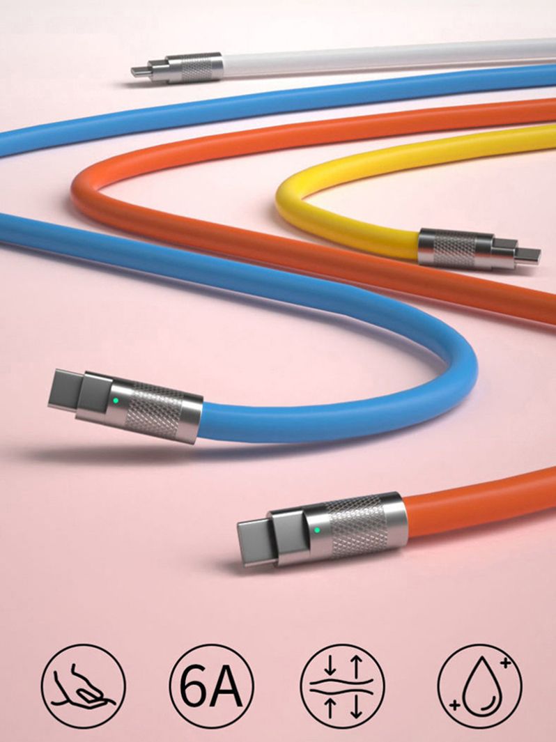 120w 6a Super Fast PD Type Liquid Silicone Quick Charge 1M 2M USB-C Charger Cable_voghion.com