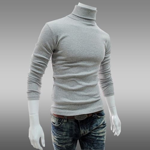 Herren-T-Shirt mit hohem Halsausschnitt und schmaler Passform, langärmliges Thermo-Basishemd aus weichem, gebürstetem Polyester, einfarbig, lässiges Oberteil für alle Jahreszeiten_voghion.com