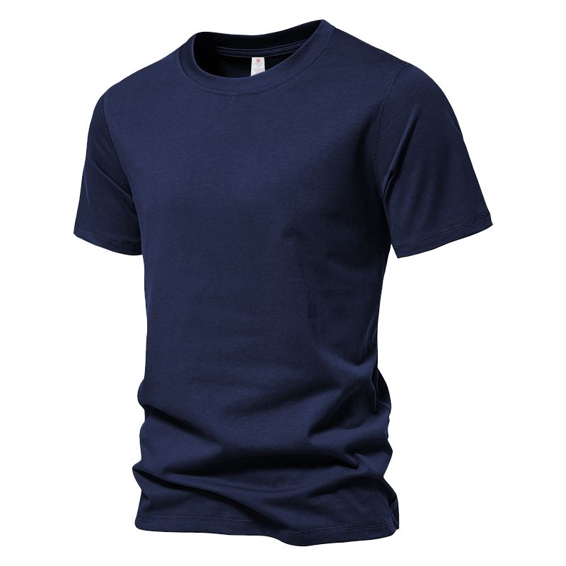 Kurzarm-Basic-Top Für Herren, Lässig, Normale Passform, O-Ausschnitt, T-Shirts, Schwarz, Weiß, Marinegrau_voghion.com