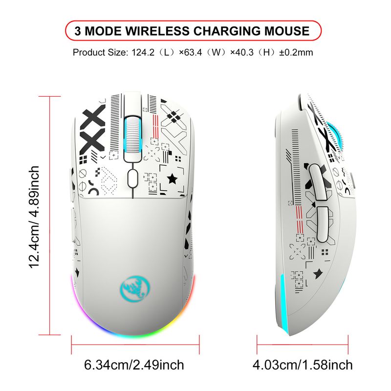 3 Modi Bluetooth-Gaming-Maus, Wiederaufladbar, 2,4 G USB, Kabellos, RGB-Hintergrundbeleuchtung, Maus Für IPad, Tablet, Laptop, Computer_voghion.com
