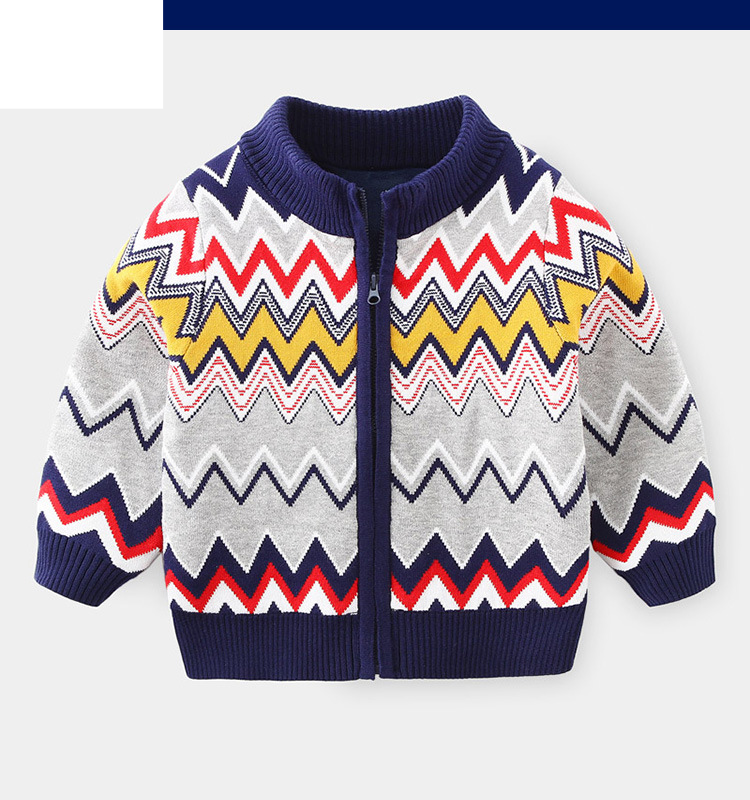 Pull pour garçon Pull décontracté multicolore Pull en coton et polaire pour enfants_voghion.com