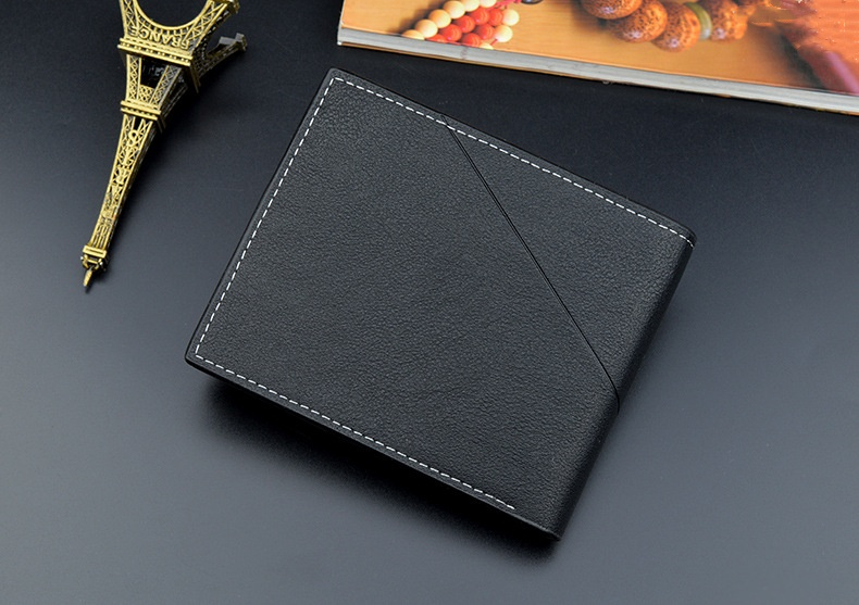 Cartera para hombre, cartera informal de moda con varias tarjetas cortas para hombre, cartera suave horizontal delgada de tres pliegues para hombre_voghion.com