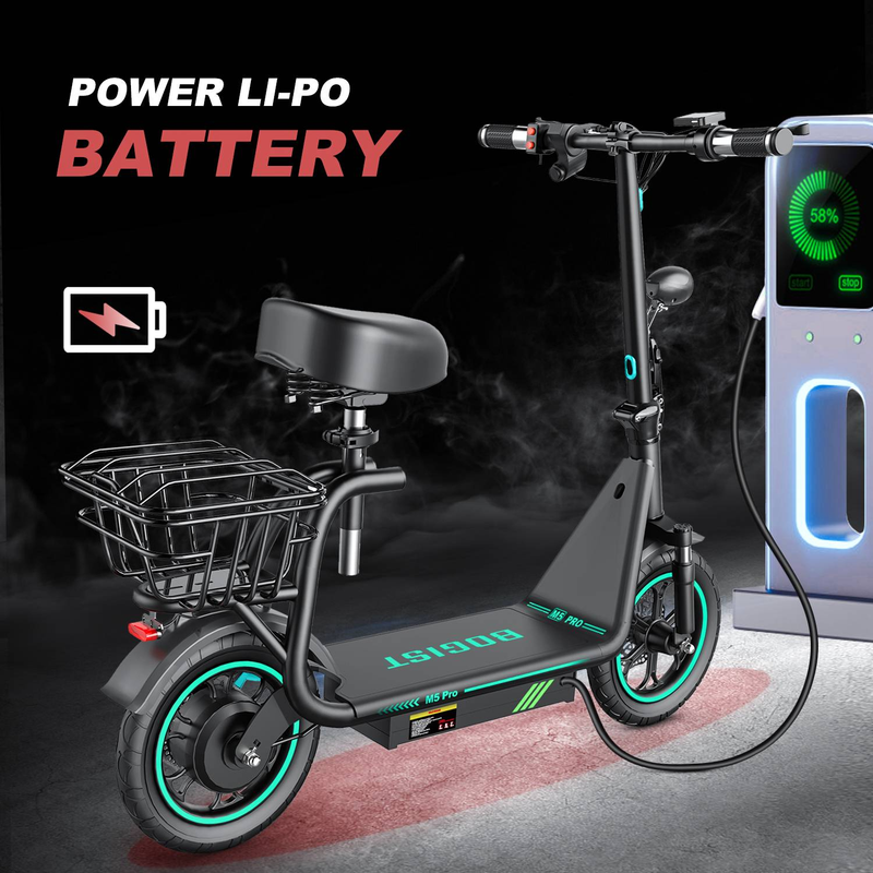 Monopattino elettrico BOGIST M5 Pro 500W, pneumatico da 12 pollici, batteria da 48 V 13 Ah, con sedile e portapacchi_voghion.com