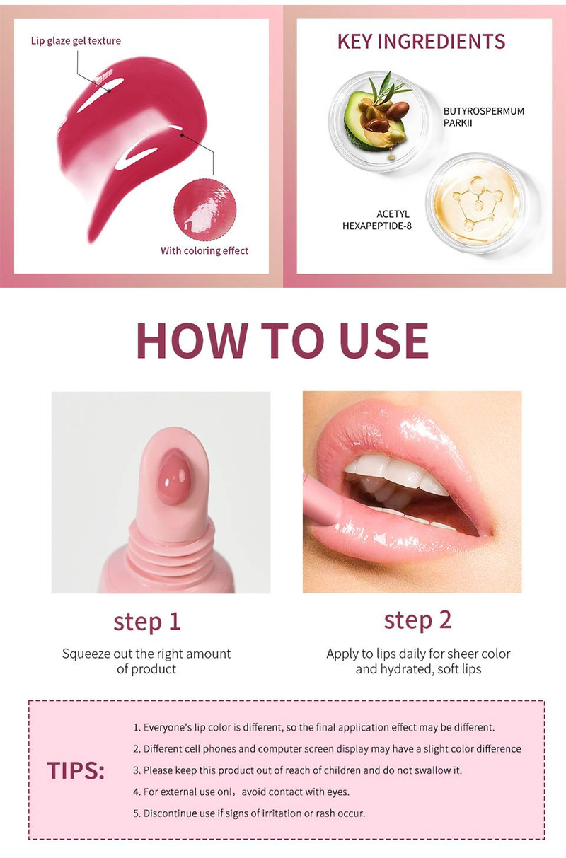 Bálsamo labial colorido polipeptídeo Hidratante e cuidado hidratante Bálsamo labial_voghion.com