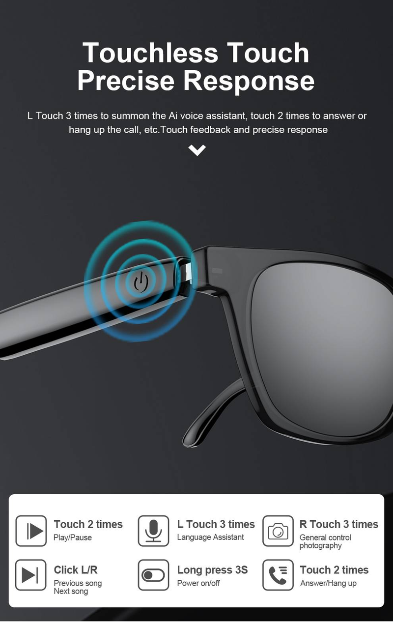 A11 Smart Glasses: Real-Time Translation, Voice Assistant, And Smart Touch Control_voghion.com