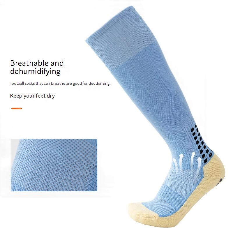 Calzini da uomo, lunghi, a tubo, con pois, da calcio, per adulti, antiscivolo, a metà tubo, spessi, assorbenti del sudore, resistenti all'usura, con fondo in asciugamano._voghion.com