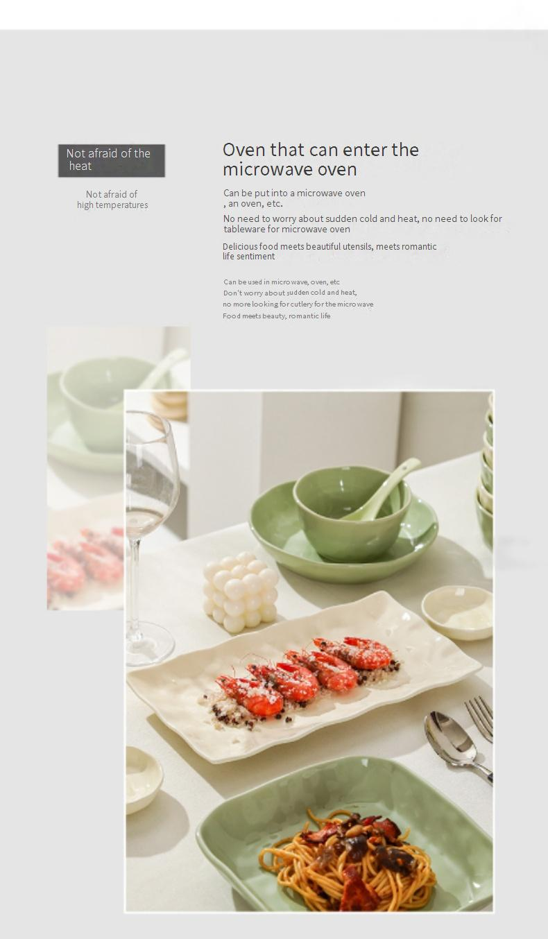 Set di stoviglie Cream Aesthetic - 16 pezzi, stoviglie moderne per la casa, ciotole e piatti minimalisti con bacchette (adatti al microonde e alla lavastoviglie, senza BPA)_voghion.com