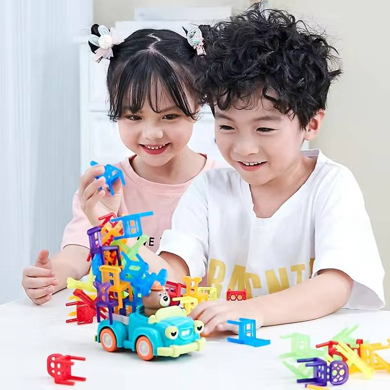 Gioco educativo di assemblaggio di blocchi di costruzione Jenga per bambini con sedie impilabili e colpi esplosivi, giocattoli che esercitano la capacità di pensiero_voghion.com