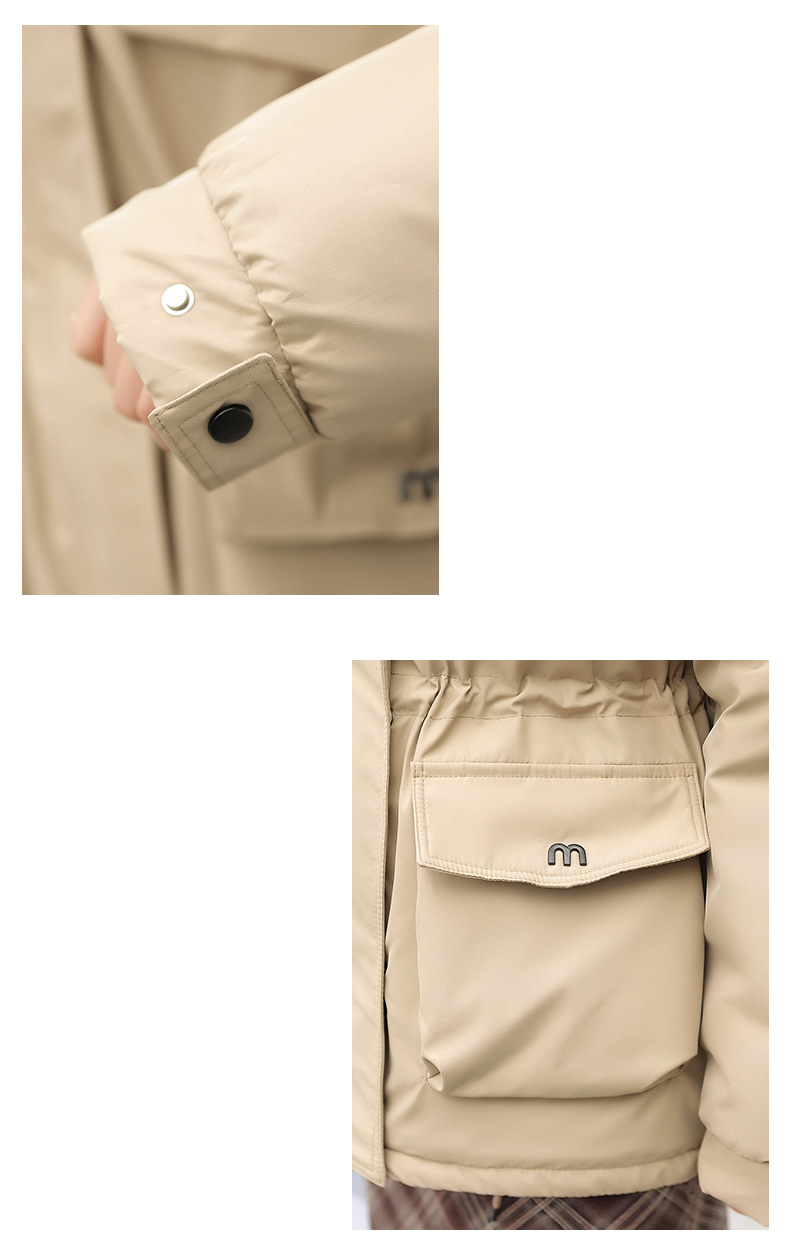 Damen Steppjacke mit Kunstfellkapuze, Hüftgurt, großen Taschen - Wintermantel für Damen, kurze Pufferjacke, warme Oberbekleidung_voghion.com