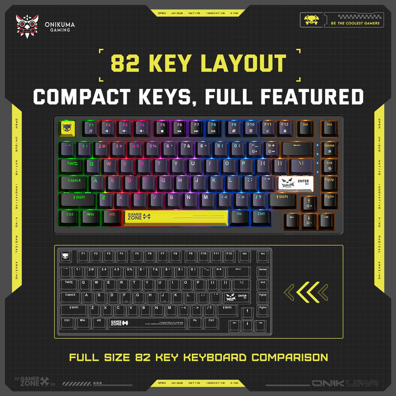 ONIKUMA G58 Wired Mixed Light Mechanische Tastatur Tee Achse Wärme Sublimation Schlüssel_voghion.com
