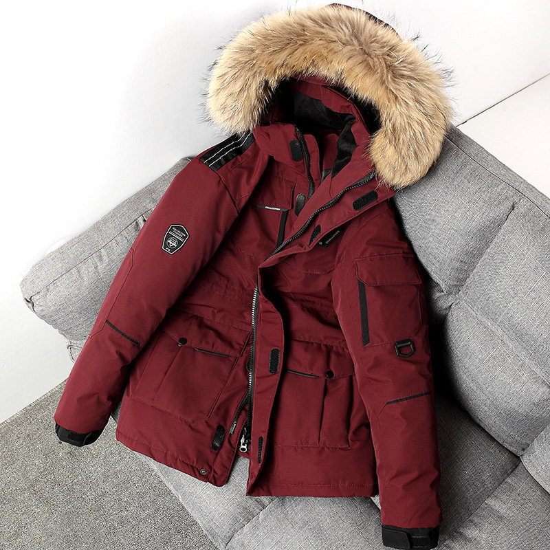 -30 Degree Keep Warm Thicken Snow Winter Mens Down Jacket Men White Duck Down Overcoats Parkas Coat Male Mid-length Fur Collar_voghion.com