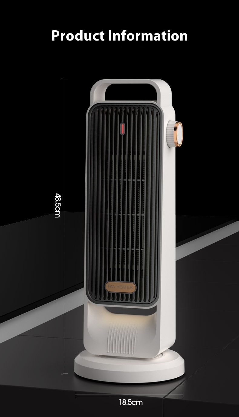 Aquecedor de ambiente cerâmico PTC de 1800 W com oscilação de 90°, proteção contra superaquecimento e tombamento, 2 configurações de velocidade para escritório doméstico (até 20㎡)_voghion.com