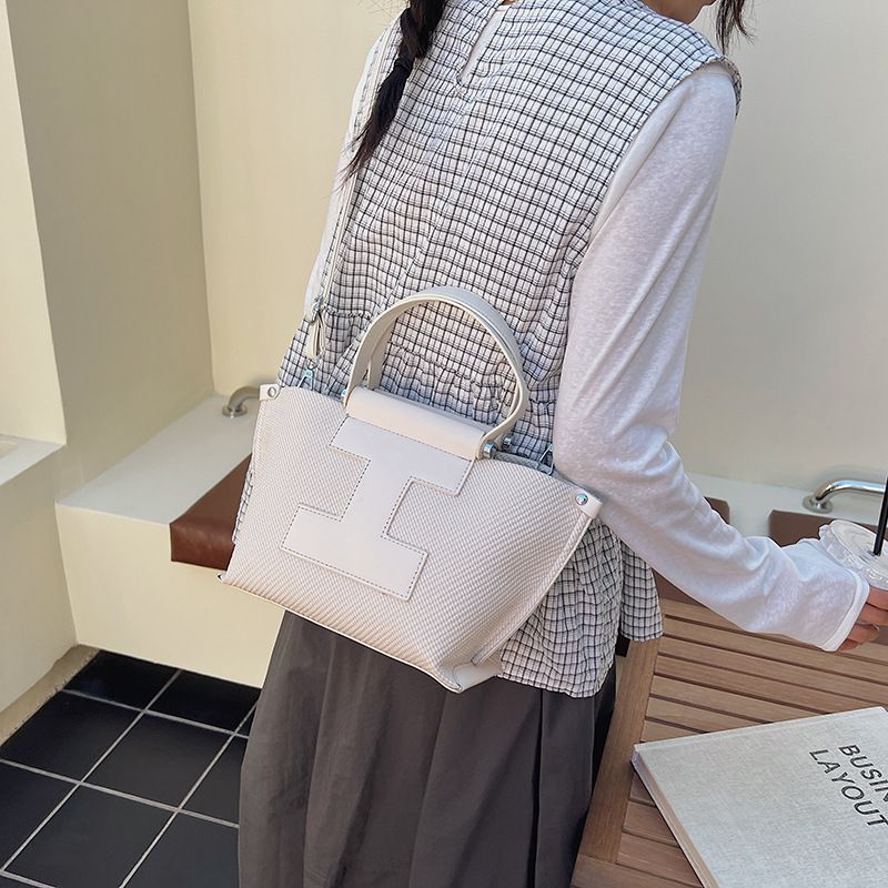 Borsa a tracolla minimalista a forma di I da donna con tracolla staccabile - Borsa a mano di grande capacità per lavoro e uso quotidiano Borsa a tracolla con texture di alta qualità_voghion.com
