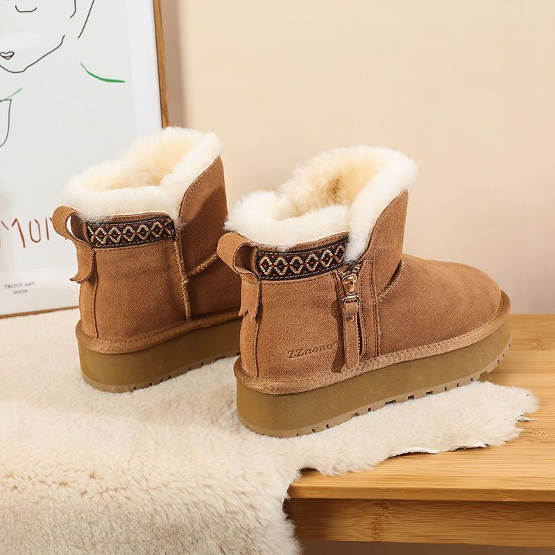 Women's Shoes Side-Zip Snow Boots – Shearling Lined Winter Shoes (Waterproof & Slip-Resistant)_voghion.com
