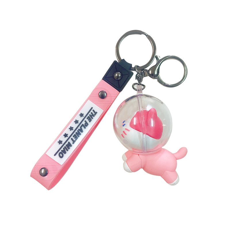 Cartoon space cat couple bag cute car schoolbag men's and women's pendant key chain keychain small gift_voghion.com