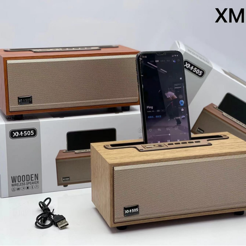 XM-505 Trådlös Bluetooth-högtalare Stationär Träradio Bärbart miniljudkort_voghion.com
