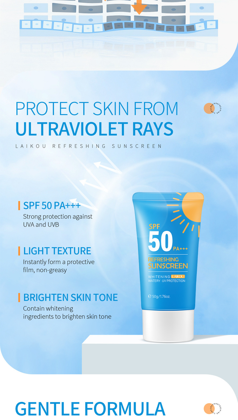 Päikesekaitsekreem Niisutav Värskendav Valgendav Päev Rasueritust Kontrolliv Päikesekaitsekreem Pleegitav Näohooldus SPF 50 plokk_voghion.com