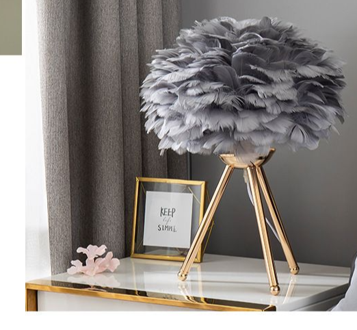 Feather RYYD New Ins Nordic Lampka nocna ze złotym trójkątem LED na biurko do sypialni_voghion.com