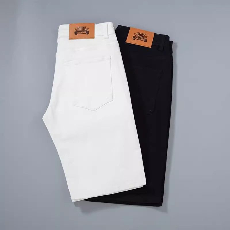 2025 Denim Shorts For Men, Summer Thin Loose Straight Slim Korean Style Casual Stretch Five-Point Mid-Length Shorts,_voghion.com