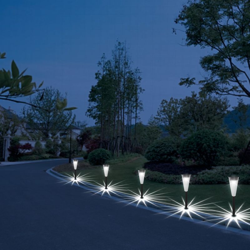 Lampes solaires LED d'extérieur – 10 W, éclairage décoratif blanc pour allée, cour, pelouse et terrasse (ABS, étanche IP65, intensité variable, stock UE)_voghion.com