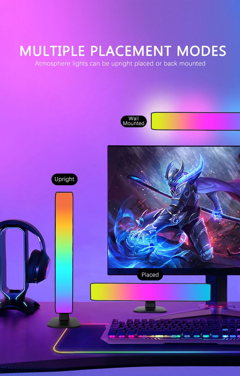 Lampada da scrivania con telecomando, per computer, per atmosfera da gioco RGB intelligente, con telecomando, per auto, musica e ritmo._voghion.com