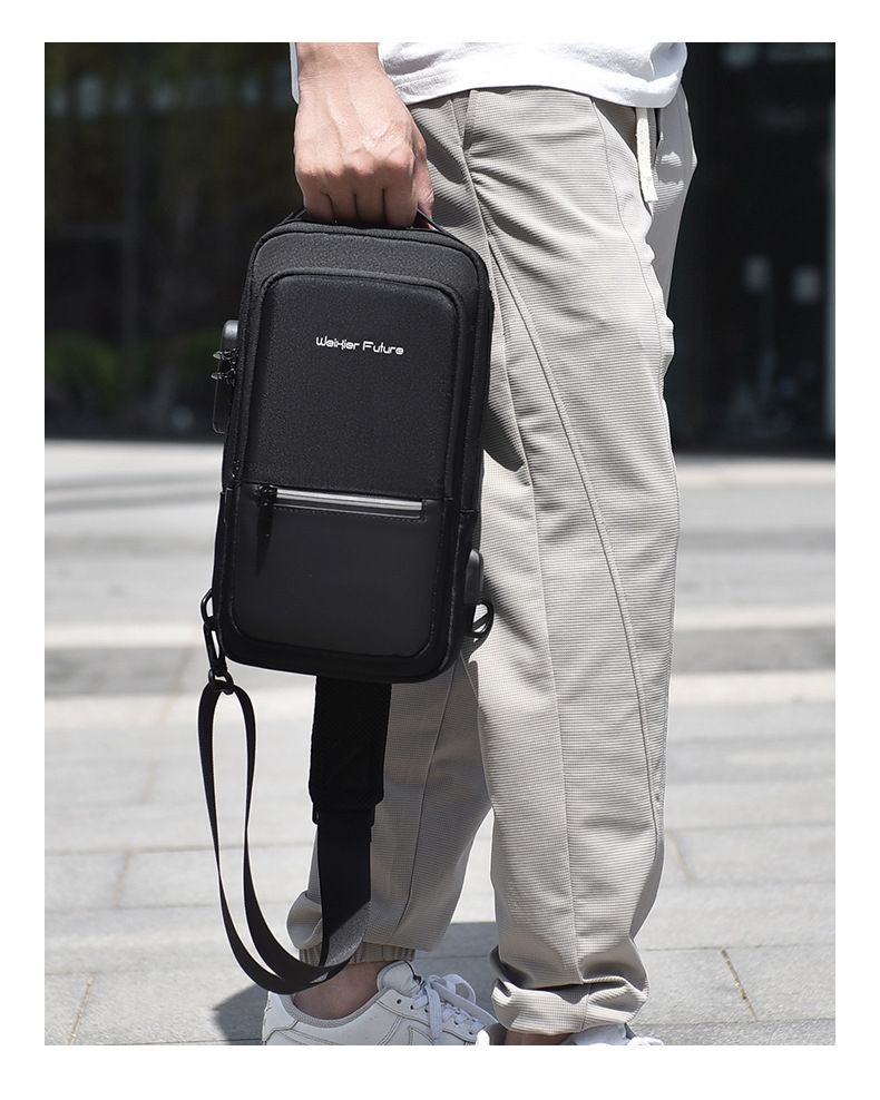 Fashionable Backpack Messenger Bag For Men Men's Shoulder Bag Large Capacity USB Oxford Waterproof Sports Chest Bag_voghion.com