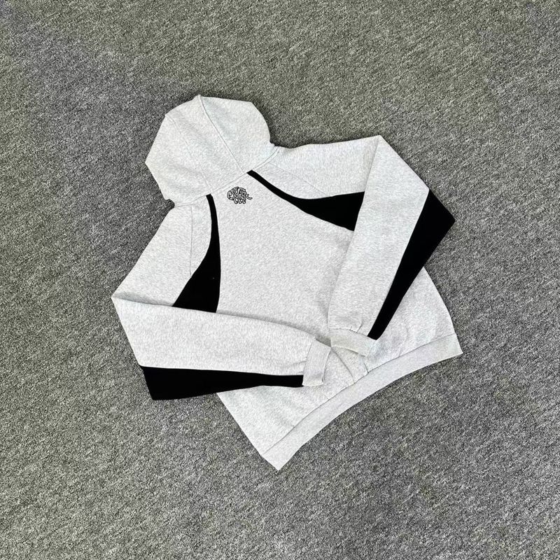 Mertra Patchwork Stickerei Fleece High Street Lose Unisex Fledermausärmel Hoodie Sweatshirt Lässiges Langes Hosenset_voghion.com