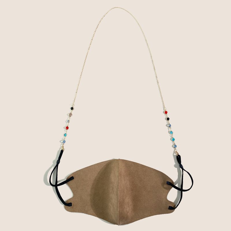 Cadena para gafas de alta gama con diseño de diamantes de imitación de metal antipérdida para mascarillas._voghion.com