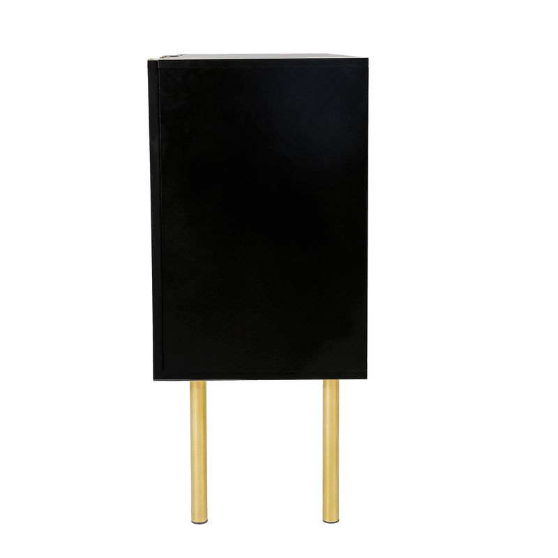Modern Simple Sideboard with Particle Board and MDF Board; Adjustable Shelves Luxury Style Cabinet with Gold Metal Legs and Handles for Hallway _voghion.com
