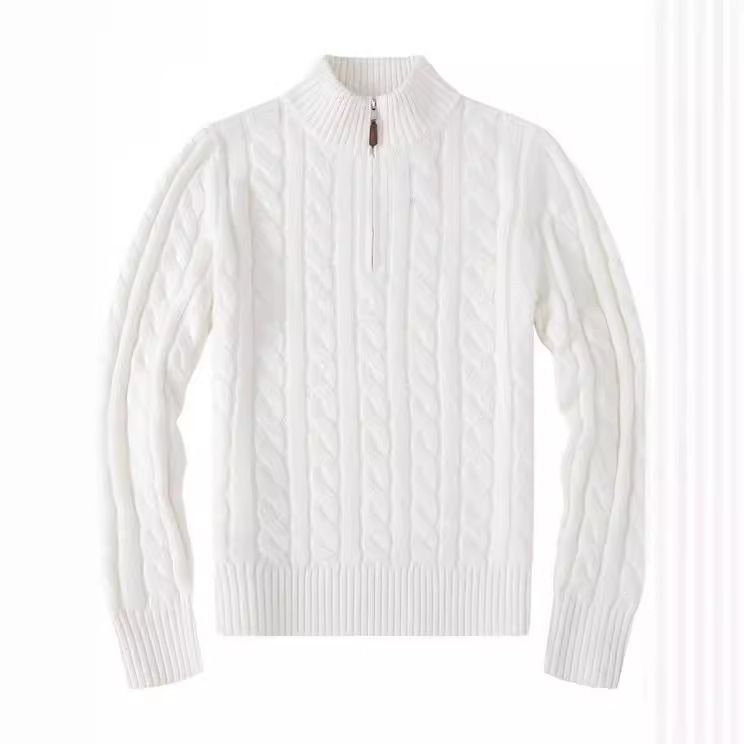 Men's Clothing Sweater Half High Zipper Sweater Business Polo Bottoming Shirt Cable Sweater_voghion.com