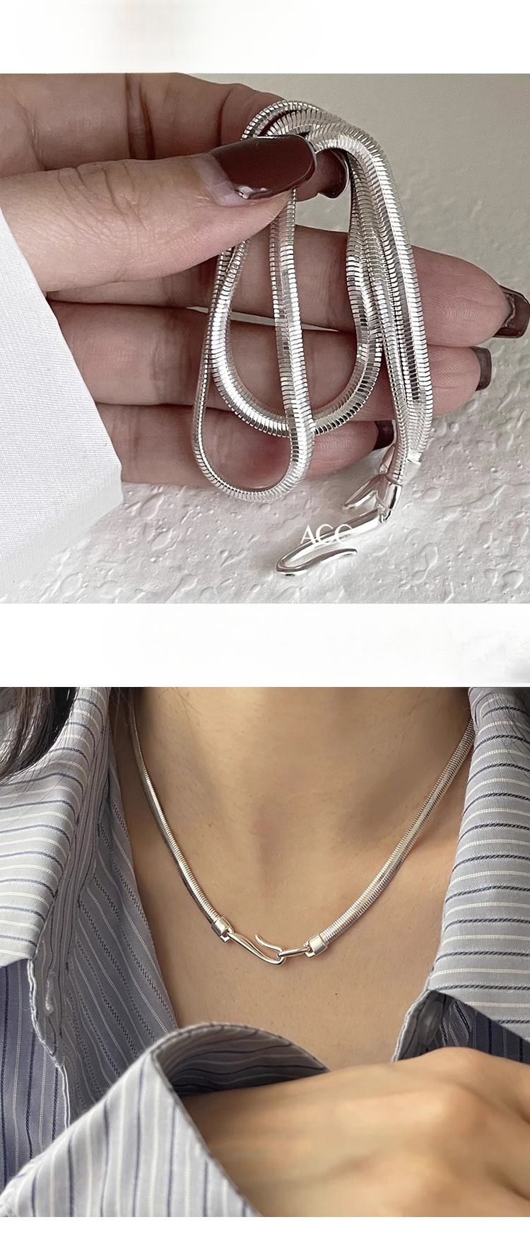 Sterlig Silver Hook Sake Boe Wome Is 2025 New Niche Desig High-ed Sese Of Light Luxury Temperamet Clavicle_voghion.com