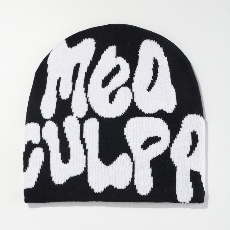 Berretto invernale caldo in jacquard lavorato a maglia con lettere hip-hop Mea, unisex_voghion.com