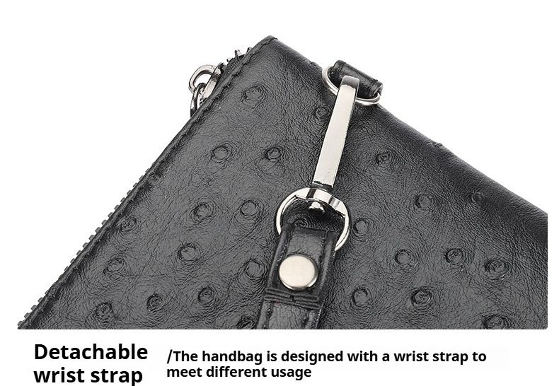 Aktentasche für Herren – Stilvolle Clutch aus Straußenleder, Business-Mode-Umschlagtasche aus weichem Leder in großen, mittleren und kleinen Größen für Berufstätige_voghion.com