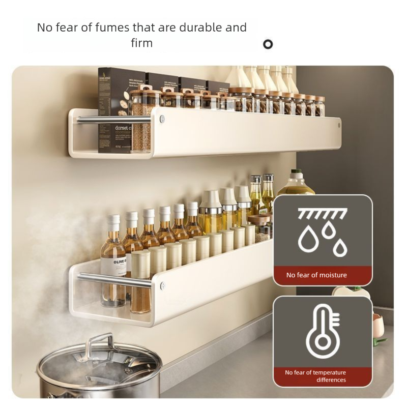 Luxury Kitchen Rack No-Drill Wall-Mounted Salt Seasoning Jar Storage Box Spice Organizer_voghion.com