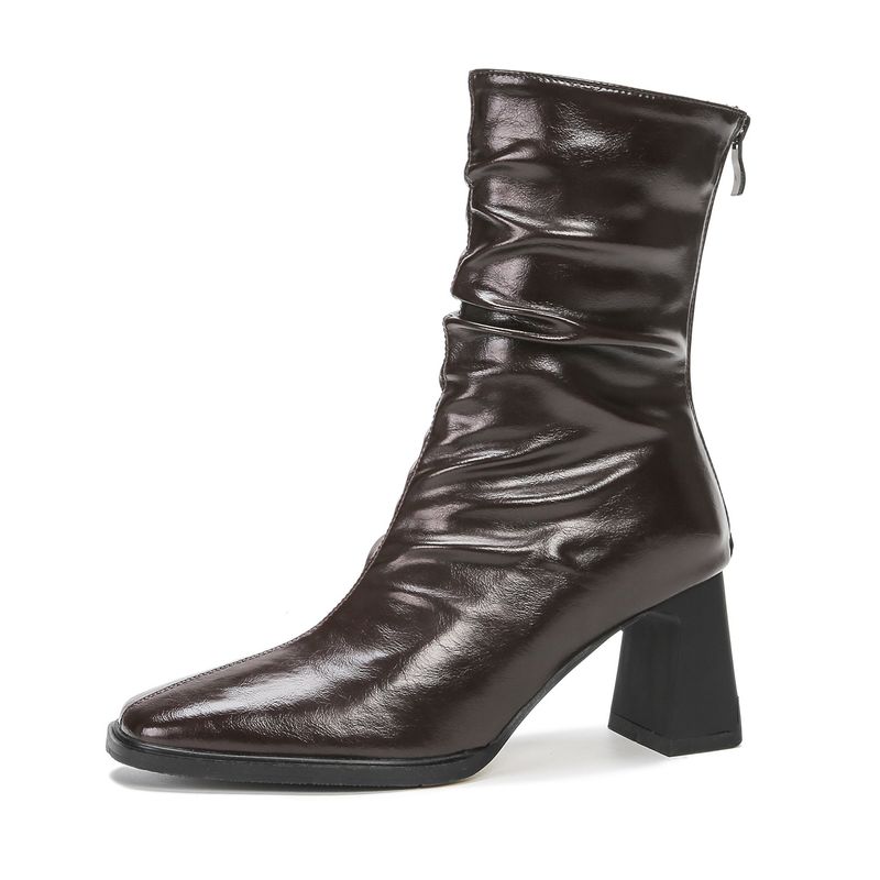 H9537-3 High Heel-Stiefeletten für Damen, Fleecefutter, französischer Stil, wadenlange Schlankheitsstiefel, Reißverschluss hinten, quadratische Zehenpartie_voghion.com