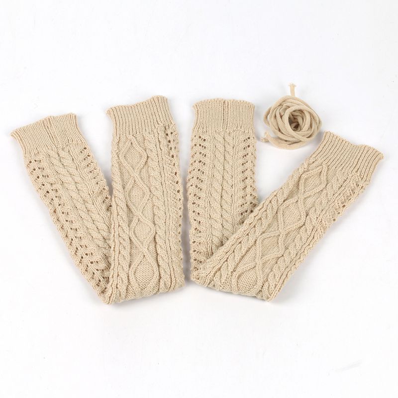 Grenzüberschreitende Fußwärmerstrümpfe aus Schurwolle Herbst- und Winter-Overknee-Socken in Volltonfarbe Europäische und amerikanische lange Schnürsocken für Damen_voghion.com