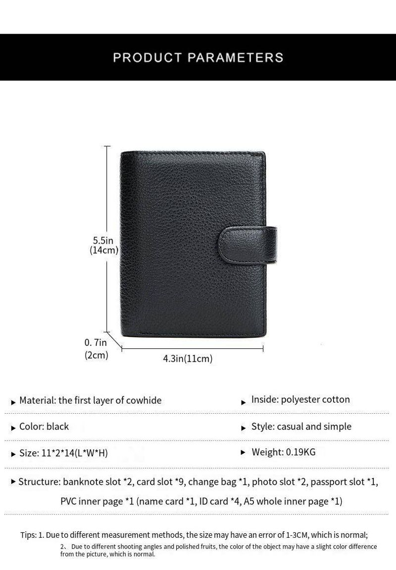 Herren-Geldbörse aus Leder, mit mehreren Kartenfächern, US-Dollar-Halter, Geldbörse, Rindsleder erster Schicht,_voghion.com