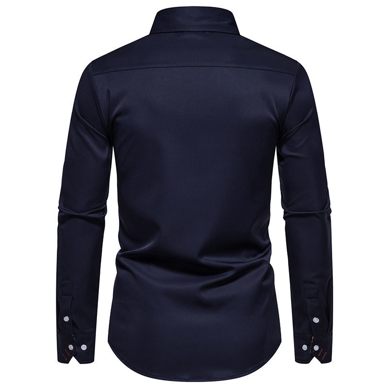 Men's Plaid Color-blocking Casual Long-sleeved Shirts Fashionable Loose Lapel Shirts_voghion.com