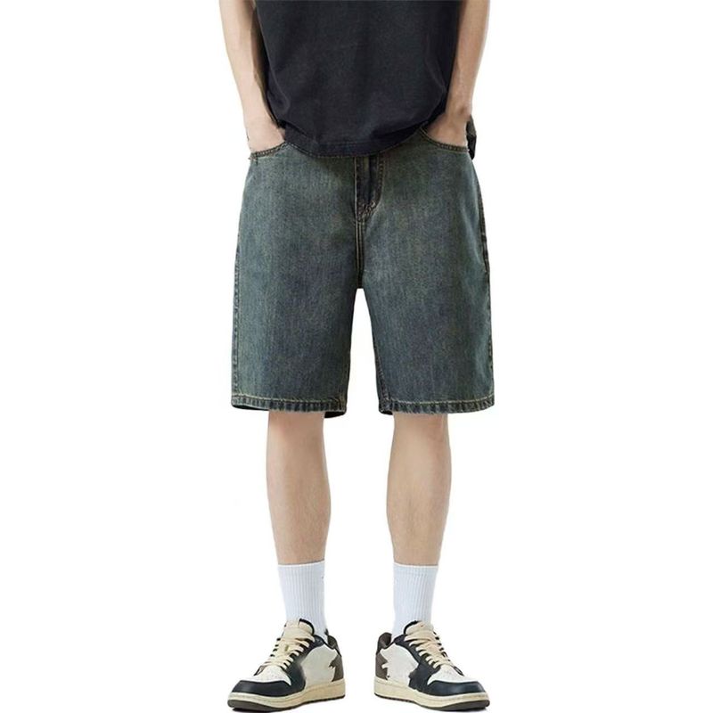 Sommer Dünne Hellblaue Denim Shorts männer Gerade Lose Vielseitig Hübsche Shorts Trendy_voghion.com