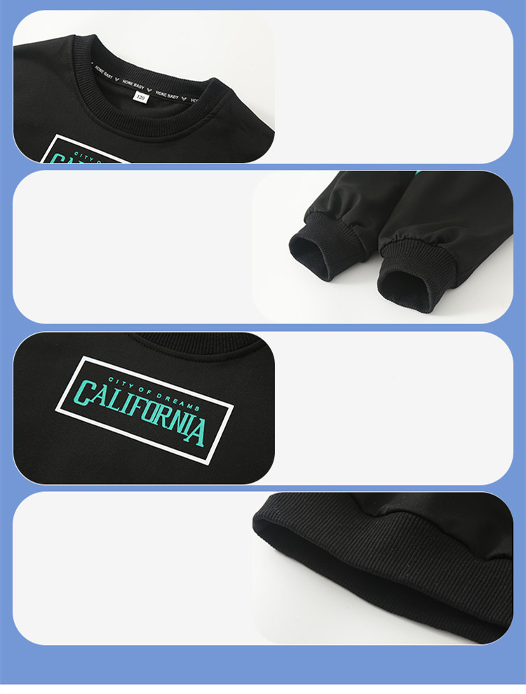 Set sport din două piese pentru băieți, primăvară-toamnă 2023, model nou, model mediu-mare, cu guler rotund, la modă și elegant_voghion.com