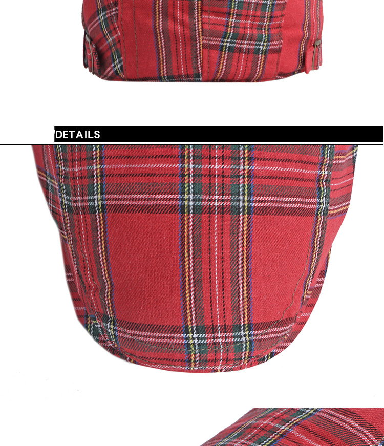 Unisex Thin breathable cap Men's vintage beret Women's bud Cap casual plaid forward hat_voghion.com