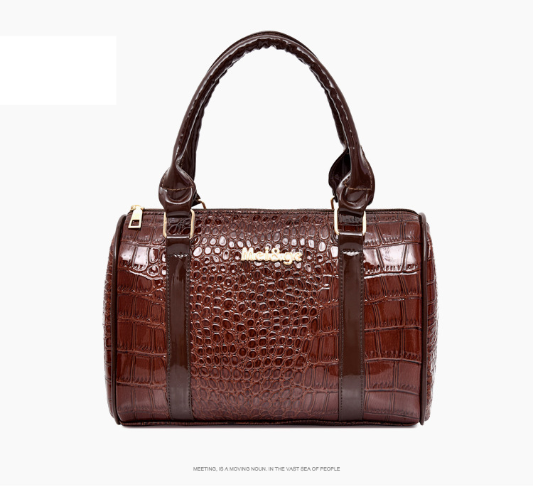 Set de geantă de mână pentru femei, elegantă, cu un singur umăr, geantă de damă vintage, capacitate mare, cu imprimeu de crocodil, set de șase piese_voghion.com