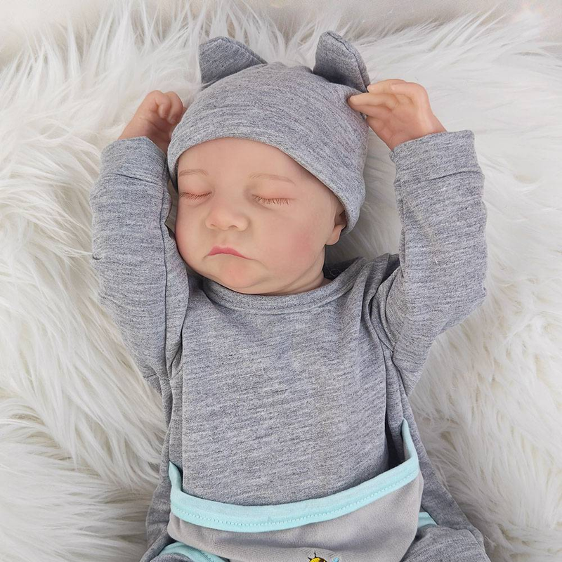 Poupée bébé Reborn 18 pouces corps en vinyle réaliste vivant bébé nouveau-né fini cheveux peints poupée enfants filles cadeau poupées_voghion.com
