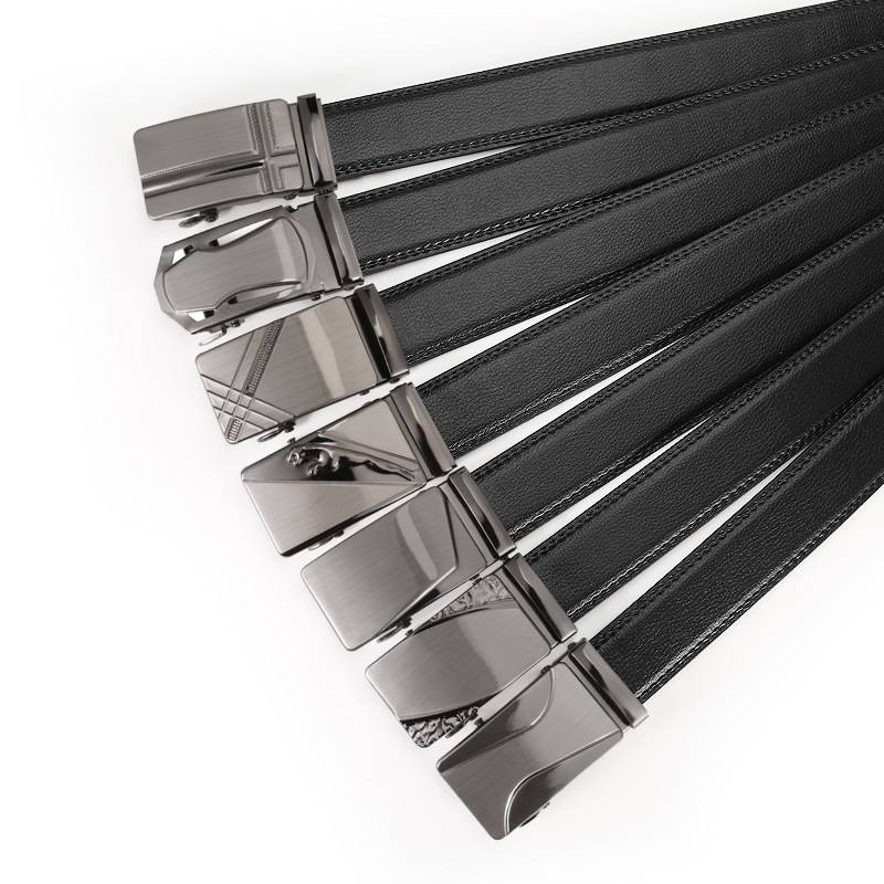 Men's Leather Belt Business Casual Double Line Automatic Buckle Belt Laser Iron Buckle Trouser Belt_voghion.com
