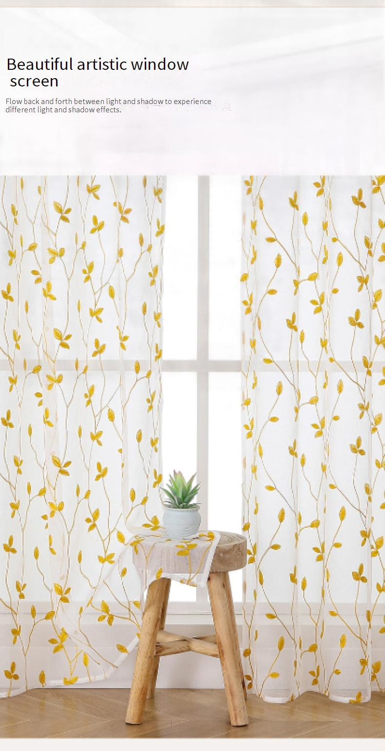Floral Sheer Curtains - Semi-Sheer & Light Filtering (Embroidered Boho Style For Living Room & Bedroom, Ready-to-Hang Window Drapes)_voghion.com