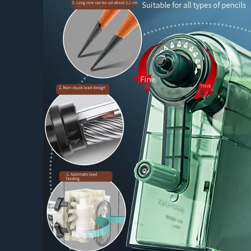 Dual Hole Manual Pencil Sharpener For Sketching - Adjustable 7-Stage (Teacher Recommended) & Classic Grey - Metal & Plastic Design_voghion.com
