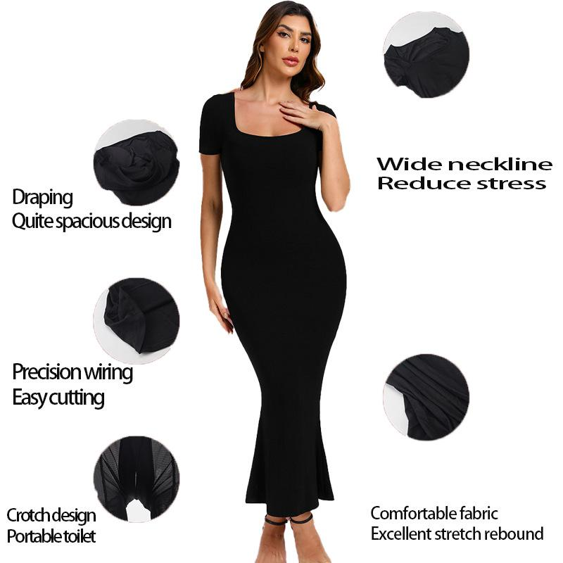Ondergoed & Nachtkleding Afslankend Shapewear Bodysuit met Ingebouwde Taille Trainer & Buikcorrectie Naadloze T-shirtjurk voor de Hele Dag S/M/L/XL/XXL/XXXL_voghion.com