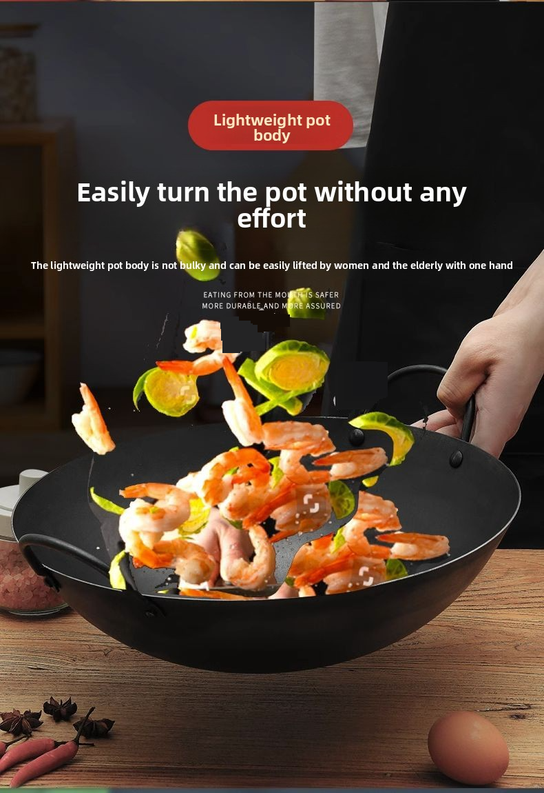 Professioneller Wok aus Kohlenstoffstahl – Robuster, unbeschichteter chinesischer Wok mit Edelstahldeckel, vorgewürzt und rostbeständig, 40 cm/45 cm Optionen_voghion.com