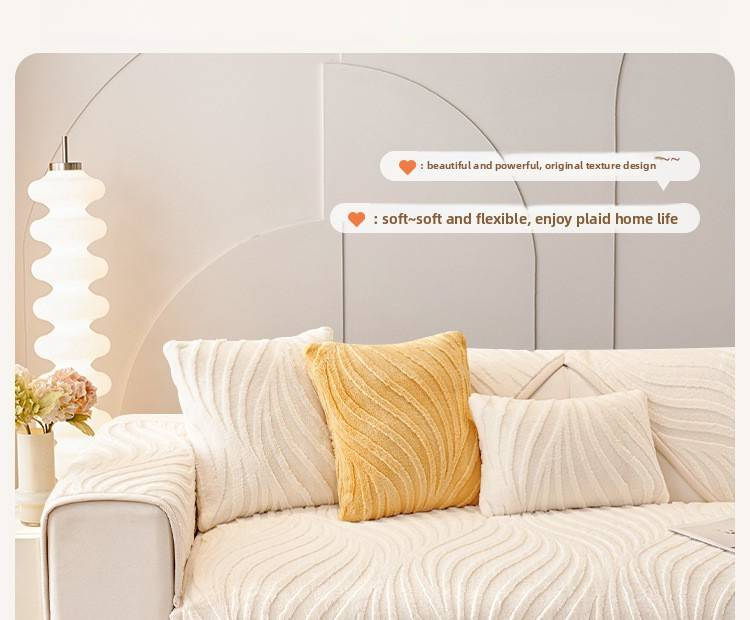 Fashion Plush Sofa Cushion Cover – Winter Warmth, Non-Slip & Anti-Scratch, Modern Striped Design (Multiple Sizes & Colors)_voghion.com